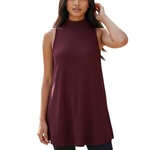 Love, Fire Burgundy Sleeveless Ribbed Chocker Tunic Mini Dress size Medium